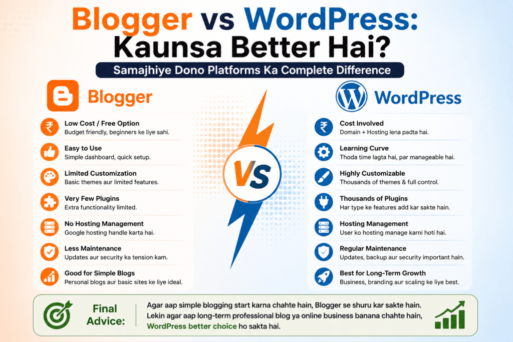 Blogger vs WordPress Kaunsa Better Hai